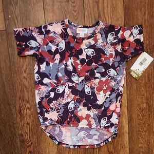 LuLaRoe Kids Short Sleeve Tee - Red and Purple Maleficent Floral